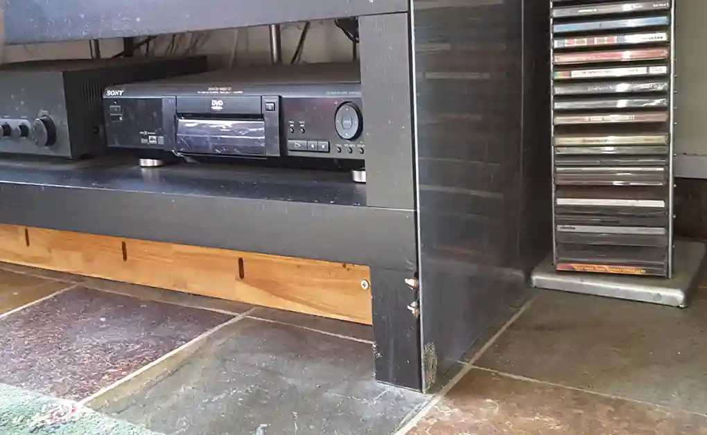 bunny proofed tv stand