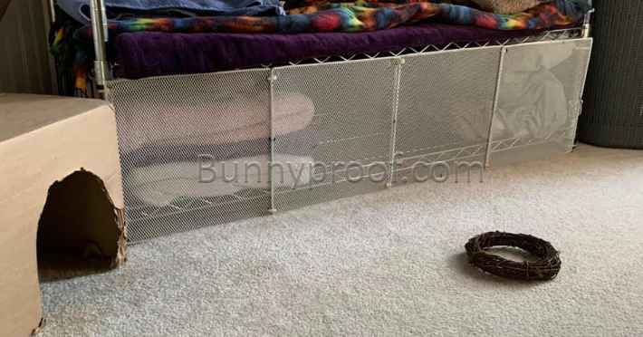 bunny proofing under shelf wire grids