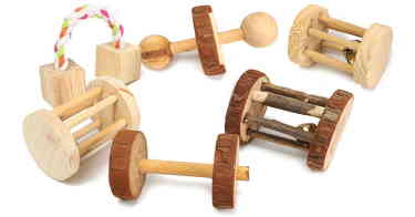 wooden dumbbell bunny toy